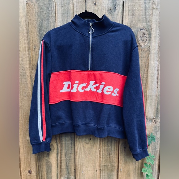 Dickies Navy/Red Half-Zip Sweatshirt - Picture 1 of 10